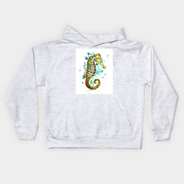 Seahorse image Kids Hoodie by rachelsfinelines